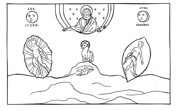 Иллюстрация к книге — Сотворение мира в иконографии средневекового Запада. Опыт иконографической генеалогии [i_027.jpg]